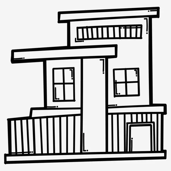 家の建物のドアベクトルアイコン スケッチ図手描き線 — ストックベクタ