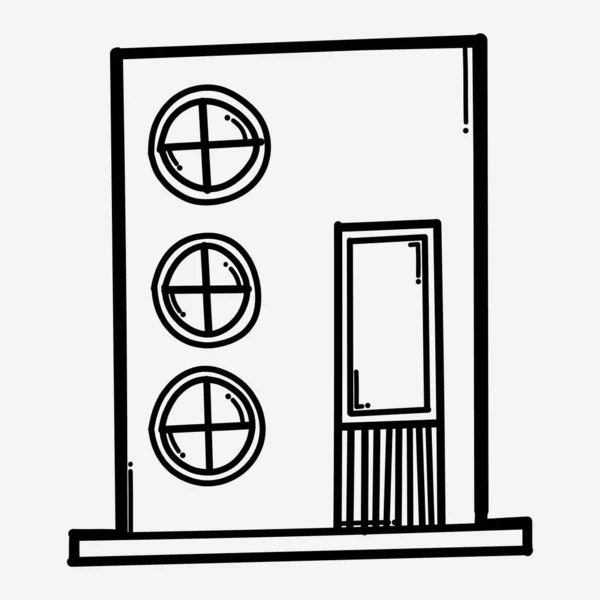 房屋建筑涂鸦矢量图标 绘图示意图手绘线 — 图库矢量图片