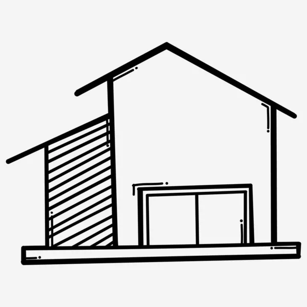 Edificio Casa Doodle Icona Vettore Disegno Schizzo Illustrazione Disegnato Mano — Vettoriale Stock