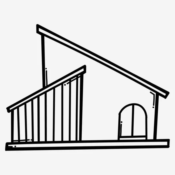 Edificio Casa Doodle Vector Icono Dibujo Boceto Ilustración Dibujado Mano — Vector de stock