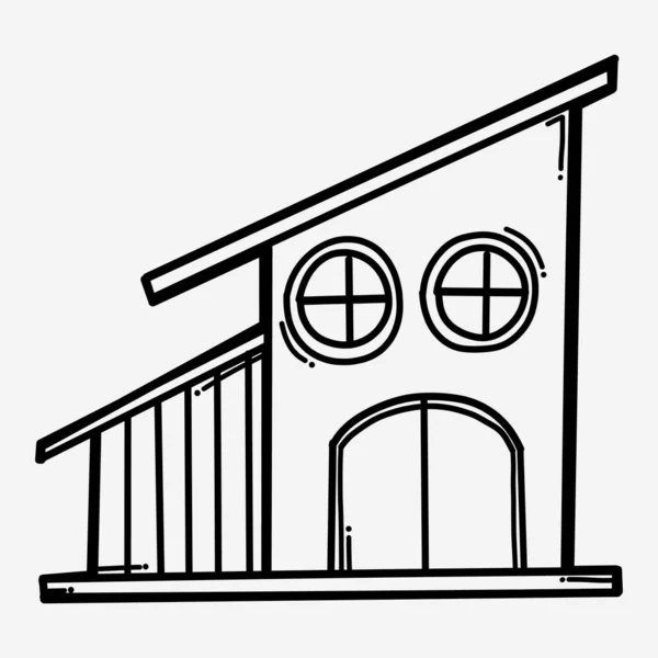 Haus Gebäude Doodle Vektor Symbol Zeichnung Skizze Illustration Handgezeichnete Linie — Stockvektor