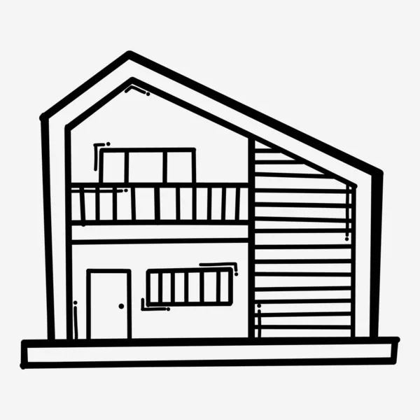 Edificio Casa Doodle Icona Vettore Disegno Schizzo Illustrazione Disegnato Mano — Vettoriale Stock