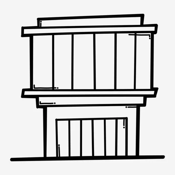 家の建物のドアベクトルアイコン スケッチ図手描き線 — ストックベクタ
