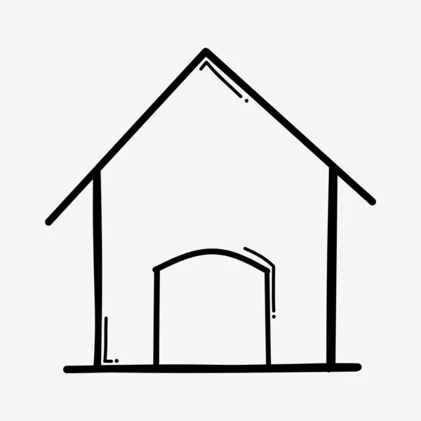 Rumah Membangun Ikon Vektor Doodle Menggambar Gambar Gambar Garis Gambar - Stok Vektor