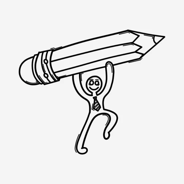 Zakenman Met Een Potlood Doodle Vectoricoon Tekening Schets Illustratie Hand — Stockvector