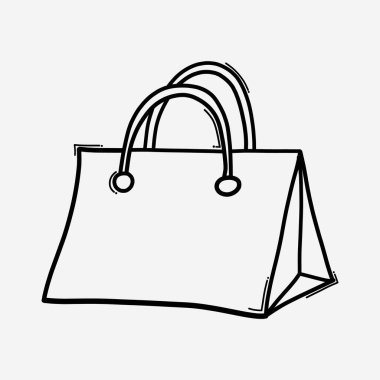 Alışveriş çantası karalama vektör simgesi. Çizim çizimi el çizimi çizimi çizimi.