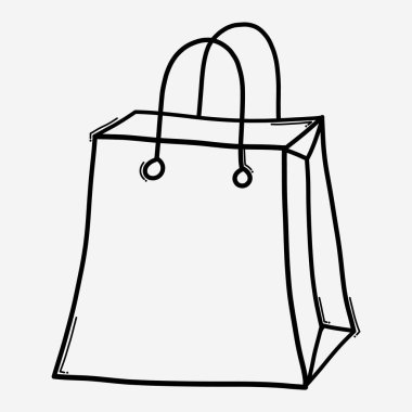 Alışveriş çantası karalama vektör simgesi. Çizim çizimi el çizimi çizimi çizimi.