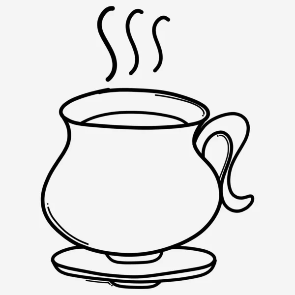 Кофе Чашка Каракули Вектор Значок Рисунок Эскиза — стоковый вектор