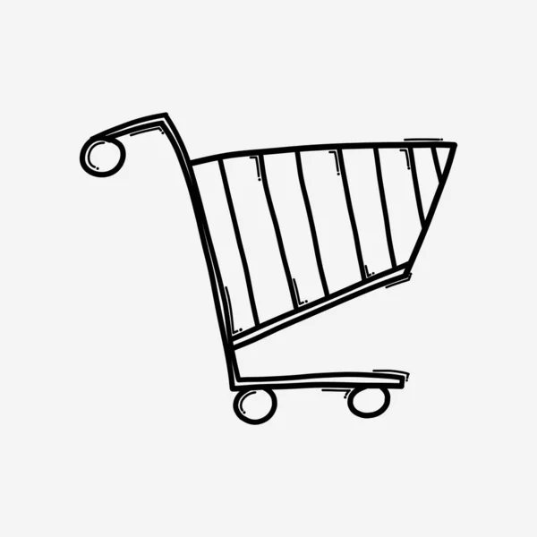 Carrito Compras Garabato Icono Vector Dibujo Boceto Ilustración Dibujado Mano — Archivo Imágenes Vectoriales