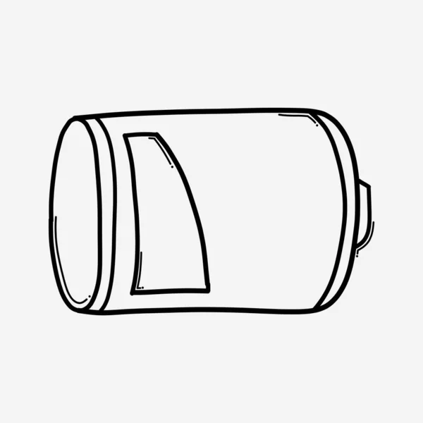 バッテリードアベクトルのアイコンが低い スケッチ図手描き線 — ストックベクタ