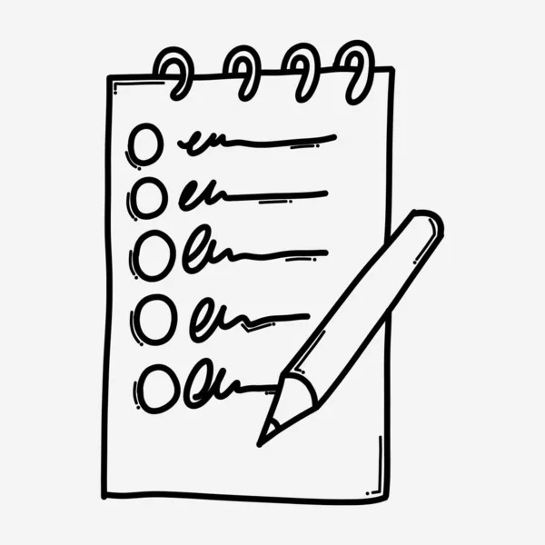 Kontrol listesi karalama vektör simgesi. Çizim çizimi el çizimi çizimi çizimi.