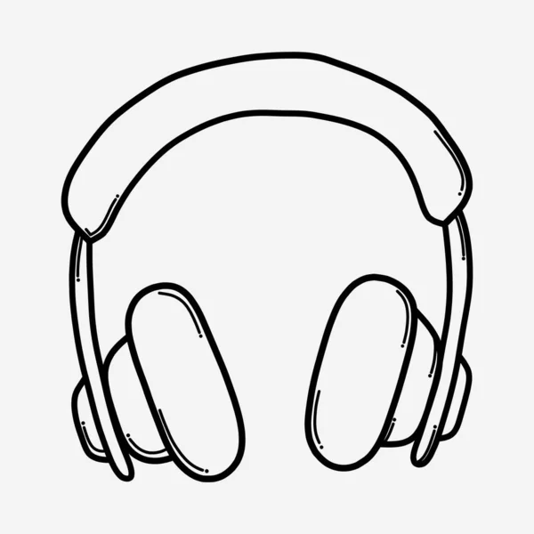 Headphone Doodle Vector Icon Drawing Sketch Illustration Hand Drawn Line — Stock Vector