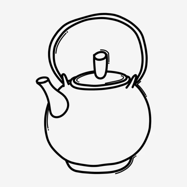 Εικονίδιο Διάνυσμα Teapot Doodle Σχεδίαση Σχεδιαγράμματος Ζωγραφισμένης Γραμμής — Διανυσματικό Αρχείο