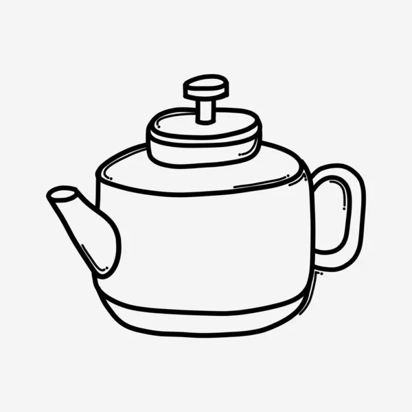 Teekanne Doodle Vektor Symbol Zeichnung Skizze Illustration Handgezeichnete Linie — Stockvektor