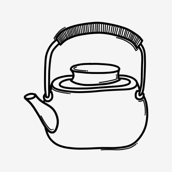 Teapot Klotter Vektor Ikon Ritning Skiss Illustration Handritad Linje — Stock vektor
