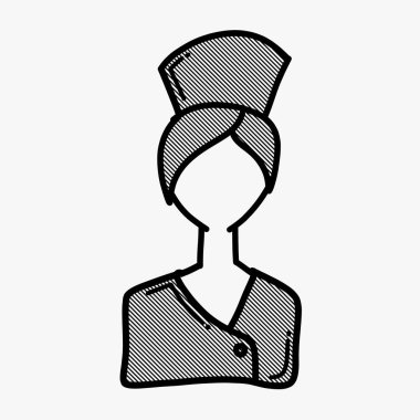 Hemşire Doodle vektör ikonu. Çizim çizimi el çizimi çizimi çizimi.