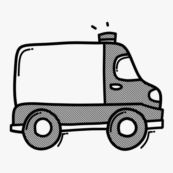 Krankenwagen Doodle Vektor Symbol Zeichnung Skizze Illustration Handgezeichnete Linie — Stockvektor