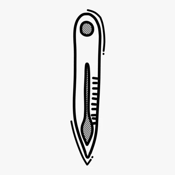Thermometer Doodle Vektorsymbol Zeichnung Skizze Illustration Handgezeichnete Linie — Stockvektor