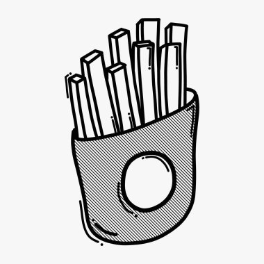 Patates kızartması karalama vektör ikonu. Çizim çizimi el çizimi çizimi çizimi.