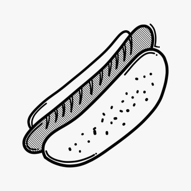 hot dog doodle vektör simgesi. Çizim çizimi el çizimi çizimi çizimi.