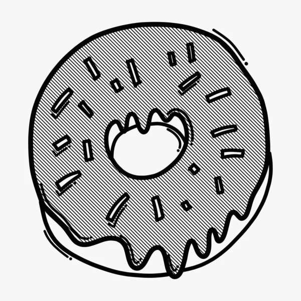 Donut Doodle Vector Icono Dibujo Boceto Ilustración Dibujado Mano Línea — Vector de stock