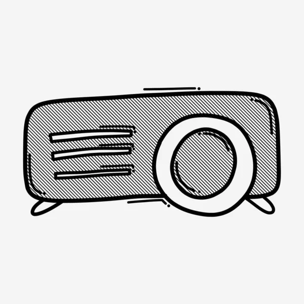 Proyector Doodle Vector Icono Dibujo Boceto Ilustración Dibujado Mano Línea — Vector de stock