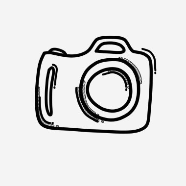 Kamera vektör simgesi. Çizim çizimi el çizimi çizimi çizimi.