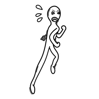 İşadamı kaçıyor. Doodle vektör simgesi. Çizim çizimi çizimi el çizimi çizgi film çizimi.