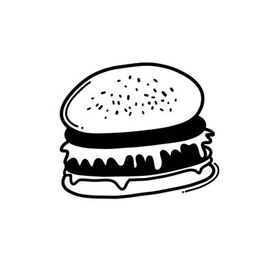Hamburger karalama vektör simgesi. Çizim çizimi el çizimi çizimi çizimi.