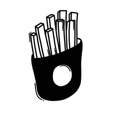 Patates kızartması karalama vektör ikonu. Çizim çizimi el çizimi çizimi çizimi.