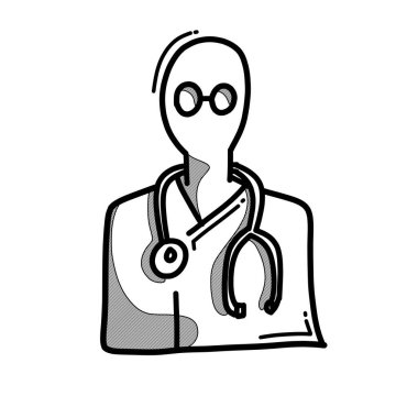 Doktor Doodle vektör simgesi. Çizim çizimi el çizimi çizimi çizimi.