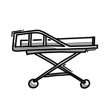 Yatak hastanesi karalama vektör ikonu. Çizim çizimi el çizimi çizimi çizimi.