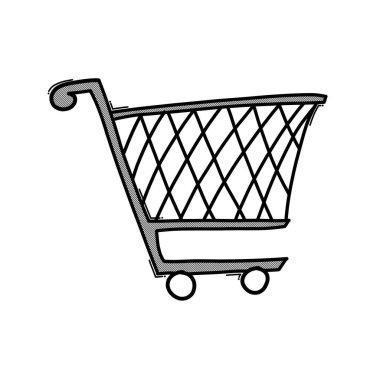Alışveriş arabası karalama vektör ikonu. Çizim çizimi el çizimi çizimi çizimi.