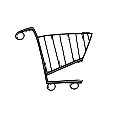 Alışveriş arabası karalama vektör ikonu. Çizim çizimi el çizimi çizimi çizimi.