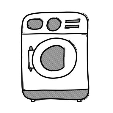 Çamaşır makinesi karalama vektör simgesi. Çizim çizimi el çizimi çizimi çizimi.