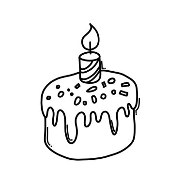 Kek Doodle vektör simgesi. Çizim çizimi çizimi el çizimi çizgi film çizimi.