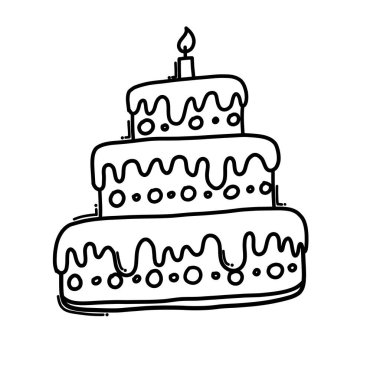 Kek Doodle vektör simgesi. Çizim çizimi çizimi el çizimi çizgi film çizimi.