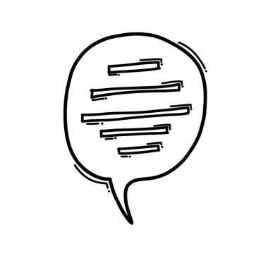 Konuşma balonu Doodle vektör simgesi. Çizim çizimi çizimi el çizimi çizgi film çizimi.