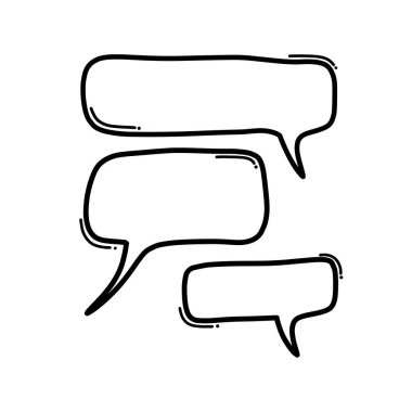 Konuşma balonu Doodle vektör simgesi. Çizim çizimi çizimi el çizimi çizgi film çizimi.