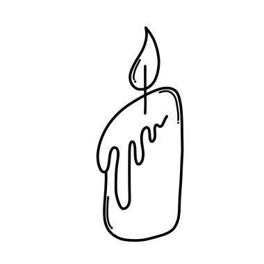 Candle Doodle vektör simgesi. Çizim çizimi çizimi el çizimi çizgi film çizimi.