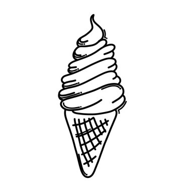 Dondurma vektör ikonu. Çizim çizimi çizimi el çizimi çizgi film çizimi.