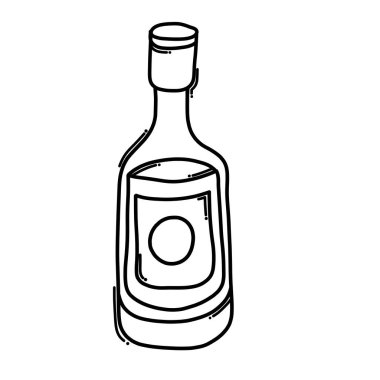 Alkol şişesi Doodle vektör ikonu. Çizim çizimi çizimi el çizimi çizgi film çizimi.