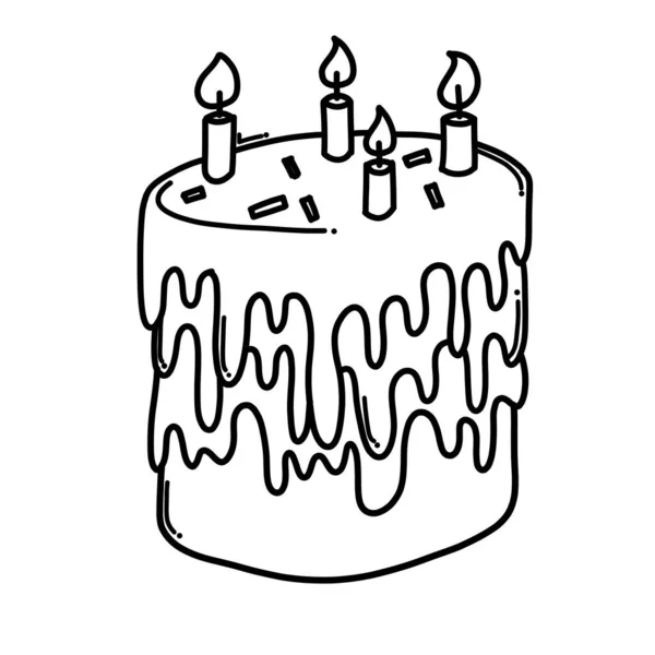 Gâteau Doodle Icône Vectorielle Dessin Dessin Illustration Dessiné Main Ligne — Image vectorielle