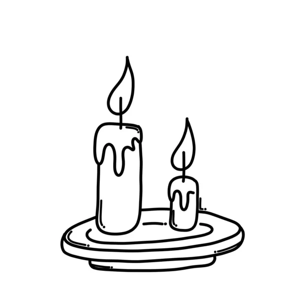 Icona Del Vettore Candle Doodle Disegno Schizzo Illustrazione Disegnato Mano — Vettoriale Stock