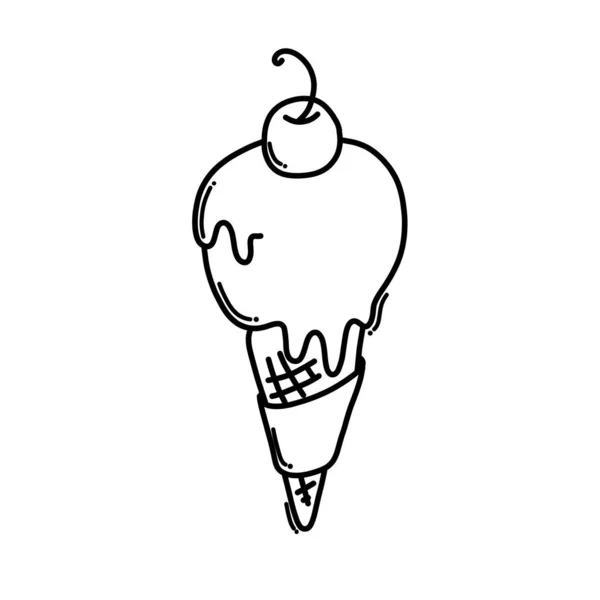 Ice Cream Doodle Vector Icon Drawing Sketch Illustration Hand Drawn — Stock Vector