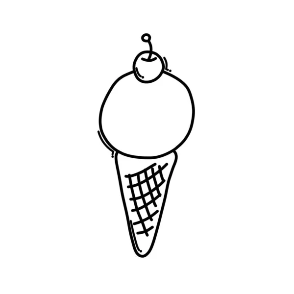 Ice Cream Doodle Vector Icon Drawing Sketch Illustration Hand Drawn — Stock Vector