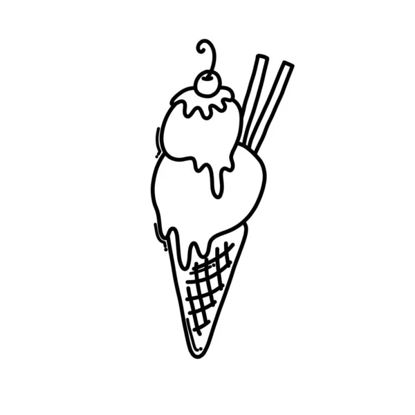 Ice Cream Doodle Vector Icon Drawing Sketch Illustration Hand Drawn — Stock Vector
