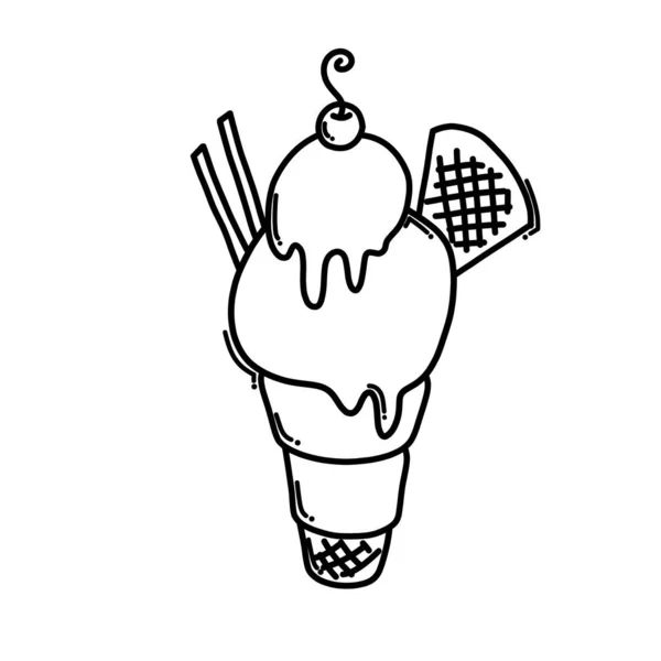 Ice Cream Doodle Vector Icon Drawing Sketch Illustration Hand Drawn — Stock Vector