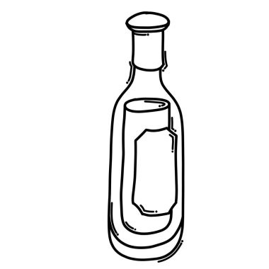 Alkol şişesi Doodle vektör ikonu. Çizim çizimi çizimi el çizimi çizgi film çizimi.