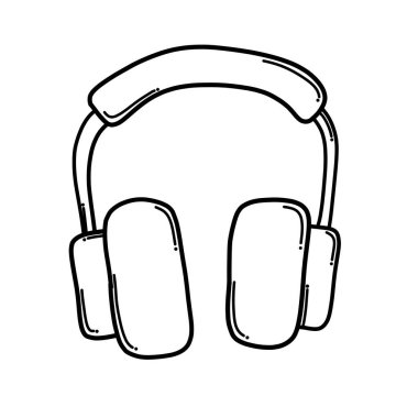 Kulaklık Doodle vektör simgesi. Çizim çizimi çizimi el çizimi çizgi film çizimi.